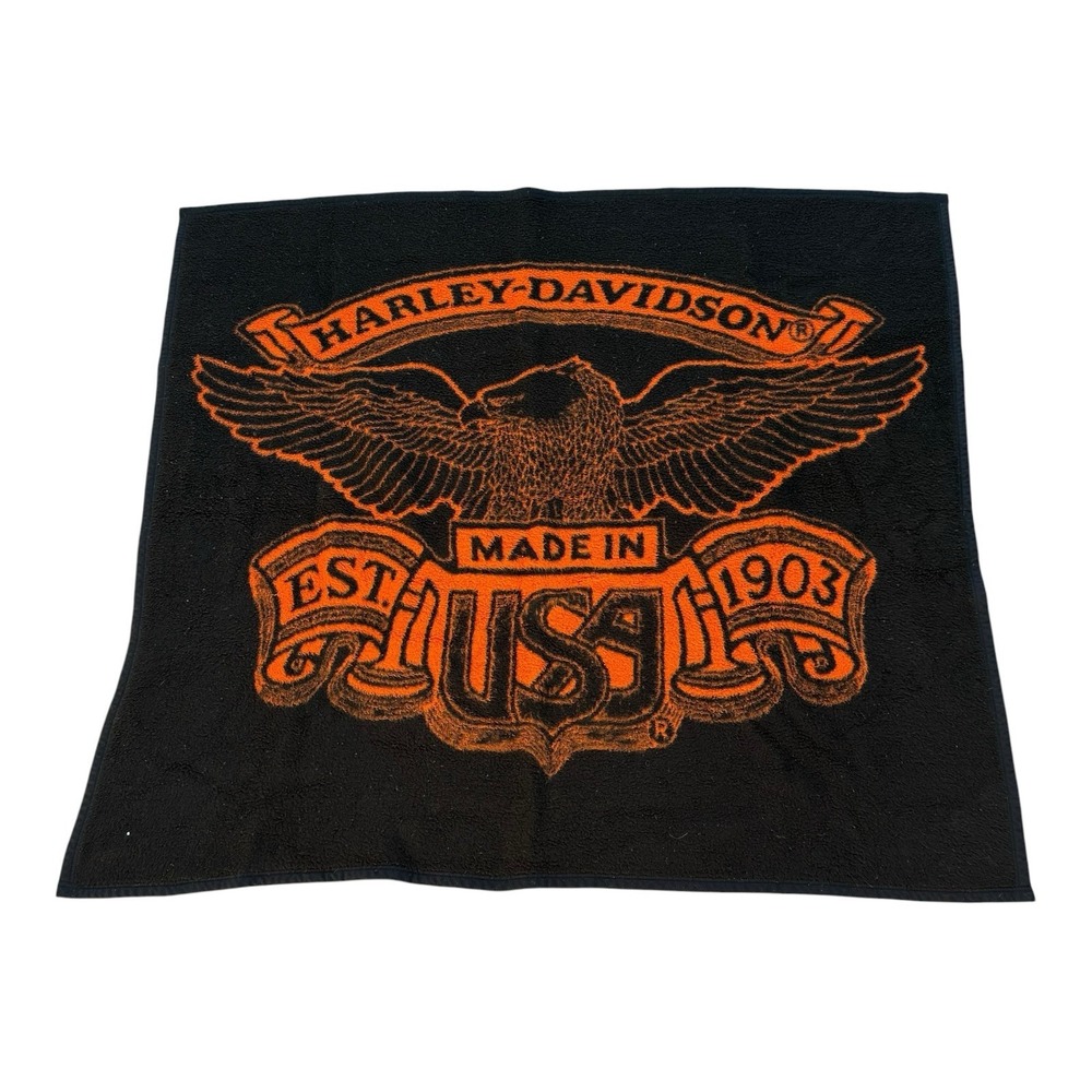 Vintage Harley Davidson Biederlack Eagle Throw Blanket 54x48 Made USA